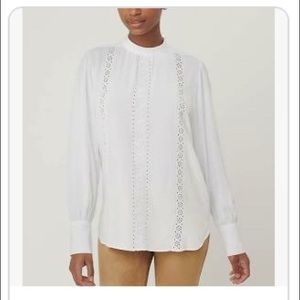 Embroidered Mock Neck Blouse